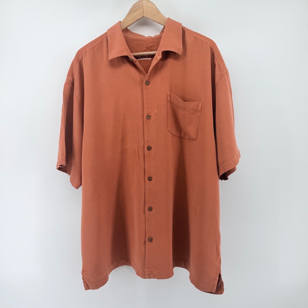 Tommy Bahama Island Riders Motorcycle Silk Shirt Orange XXL Vintage Club Graphic - Picture 4 of 9